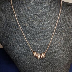 Nicole by Nicole Miller Rose Gold Tone Pendant Necklace with Clear Crystals